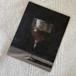 Original Oil Painting Red Wine Glass on Panel